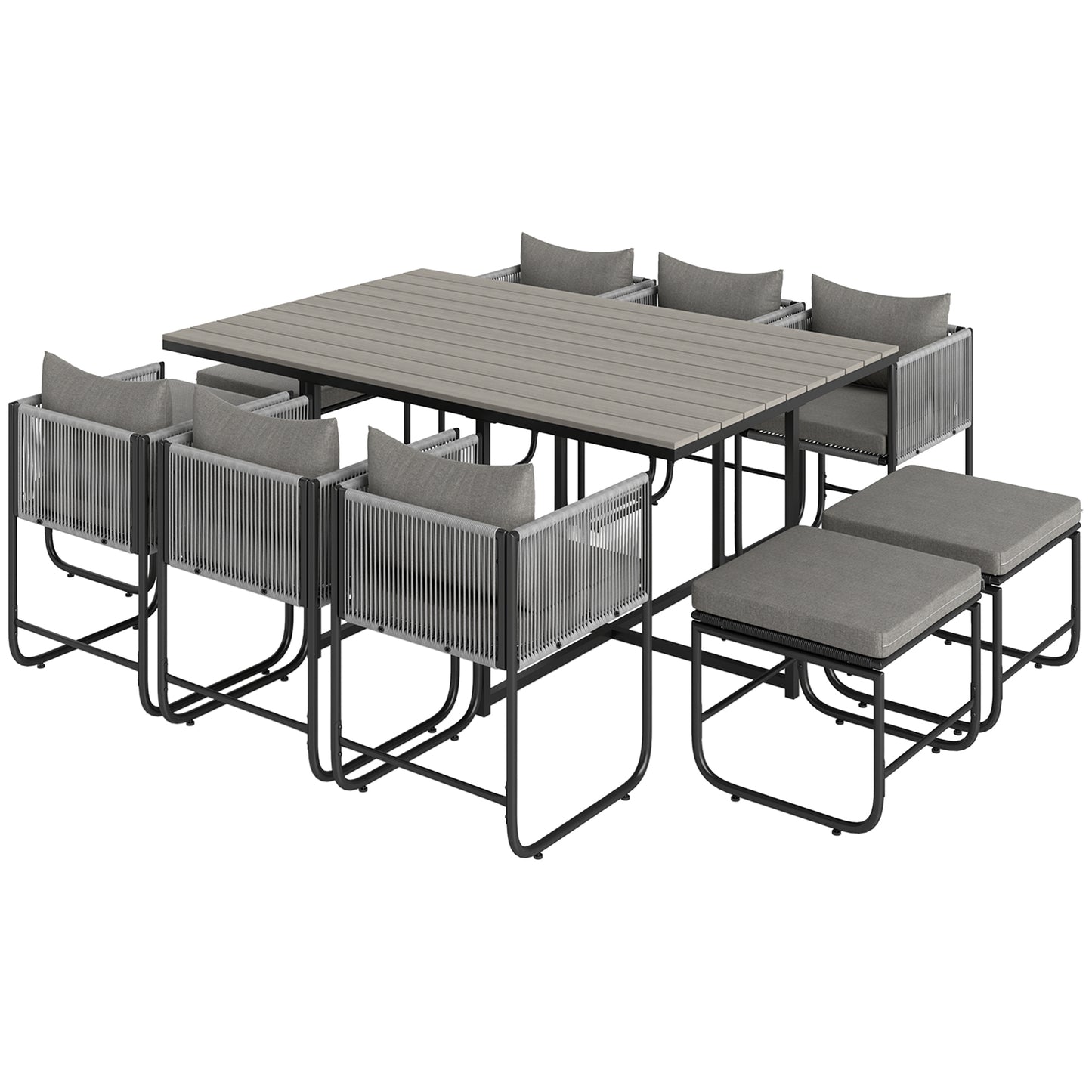 Outsunny Rattan Dining Set, Garden Table & Chair Sets w/ Space-saving Design