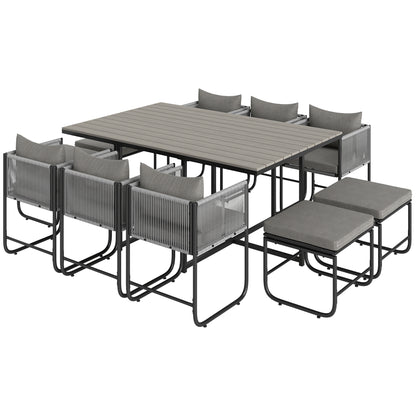 Outsunny Rattan Dining Set, Garden Table & Chair Sets w/ Space-saving Design