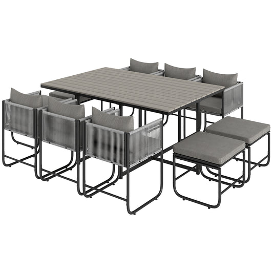 Outsunny Rattan Dining Set, Garden Table & Chair Sets w/ Space-saving Design
