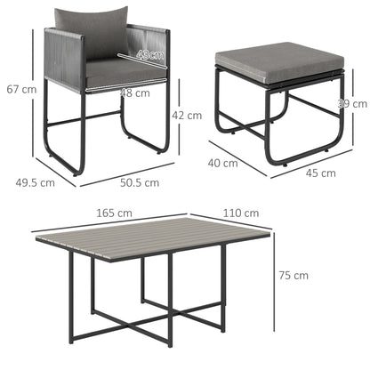 Outsunny Rattan Dining Set, Garden Table & Chair Sets w/ Space-saving Design