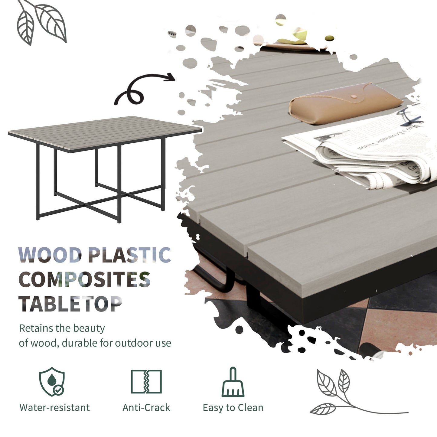 Outsunny Rattan Dining Set, Garden Table & Chair Sets w/ Space-saving Design
