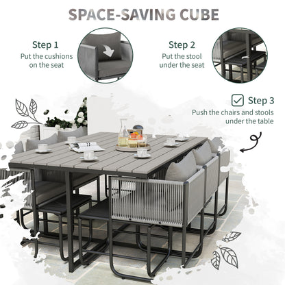 Outsunny Rattan Dining Set, Garden Table & Chair Sets w/ Space-saving Design