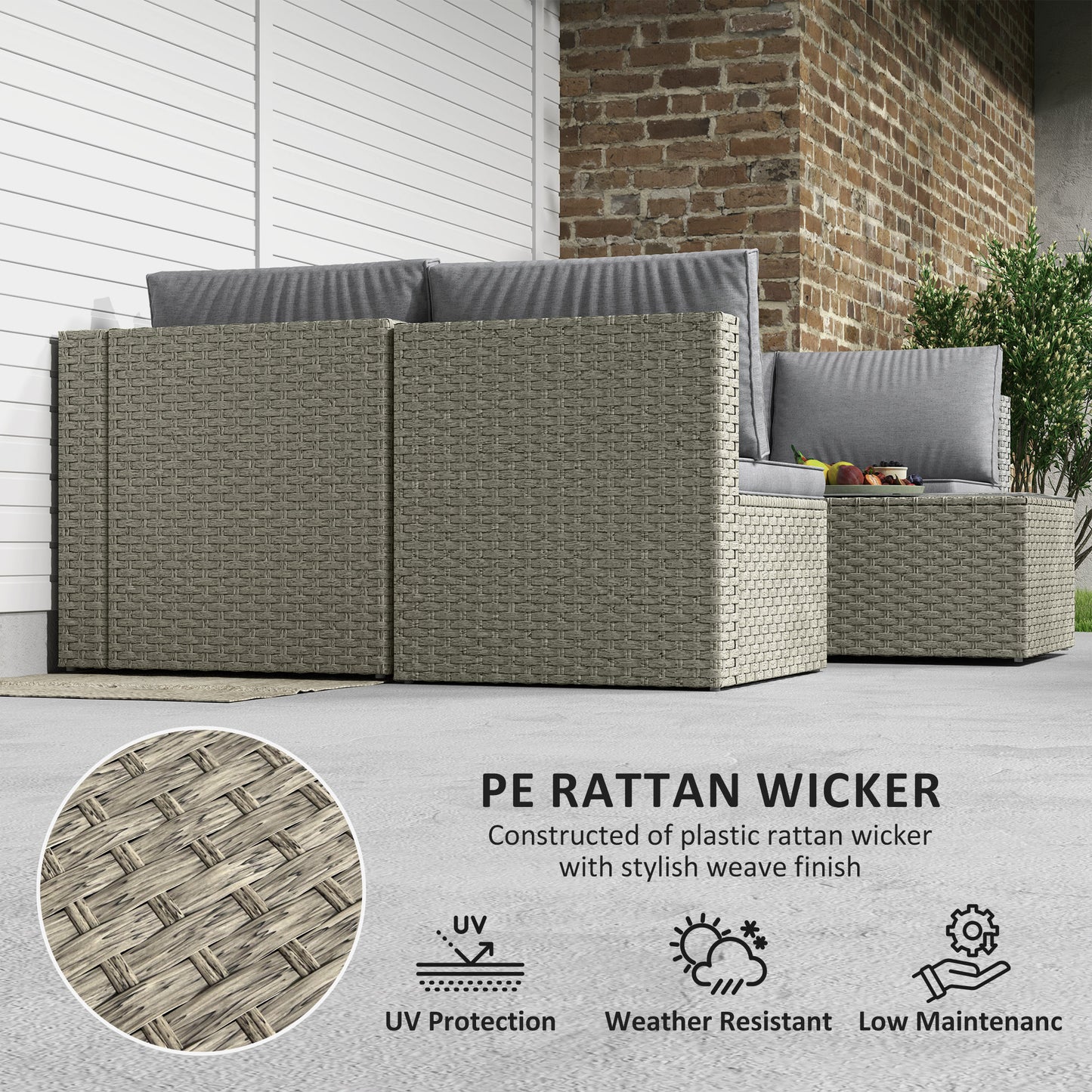 Outsunny 7 Pieces Rattan Garden Furniture Set with Cushions, Light Brown