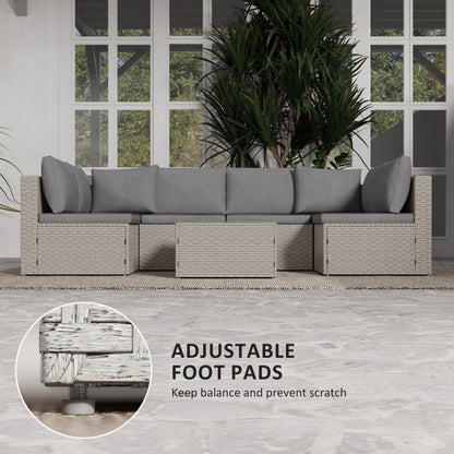 Outsunny 7 Pieces Rattan Garden Furniture Set with Cushions, Light Brown