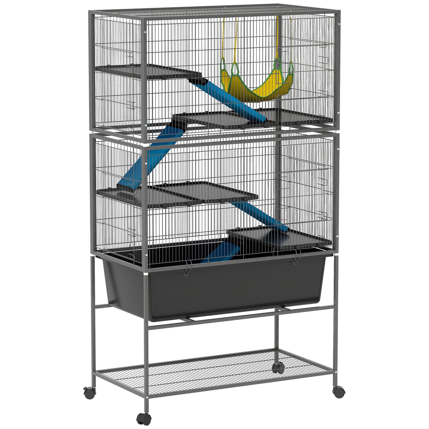 PawHut 5 Levels Rolling Small Animal Cage with Non Slip Cloth Covered Ramps