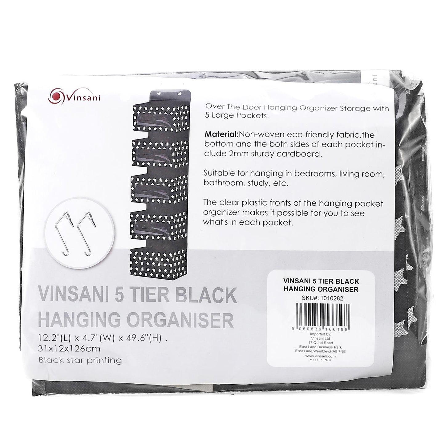 VINSANI 5TIER BLACK HANGING ORGANISER 1010282