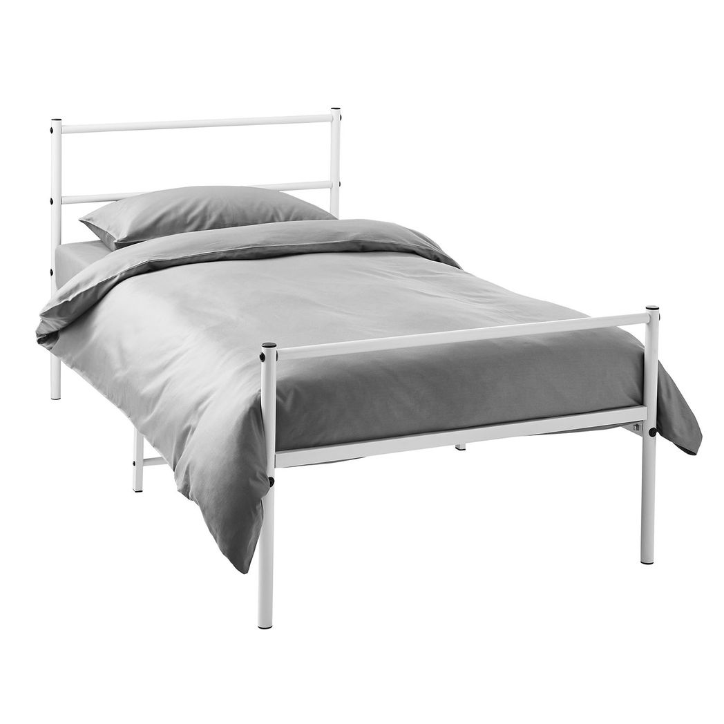 Extra Strong Single Metal Bed Frame In White - Improved