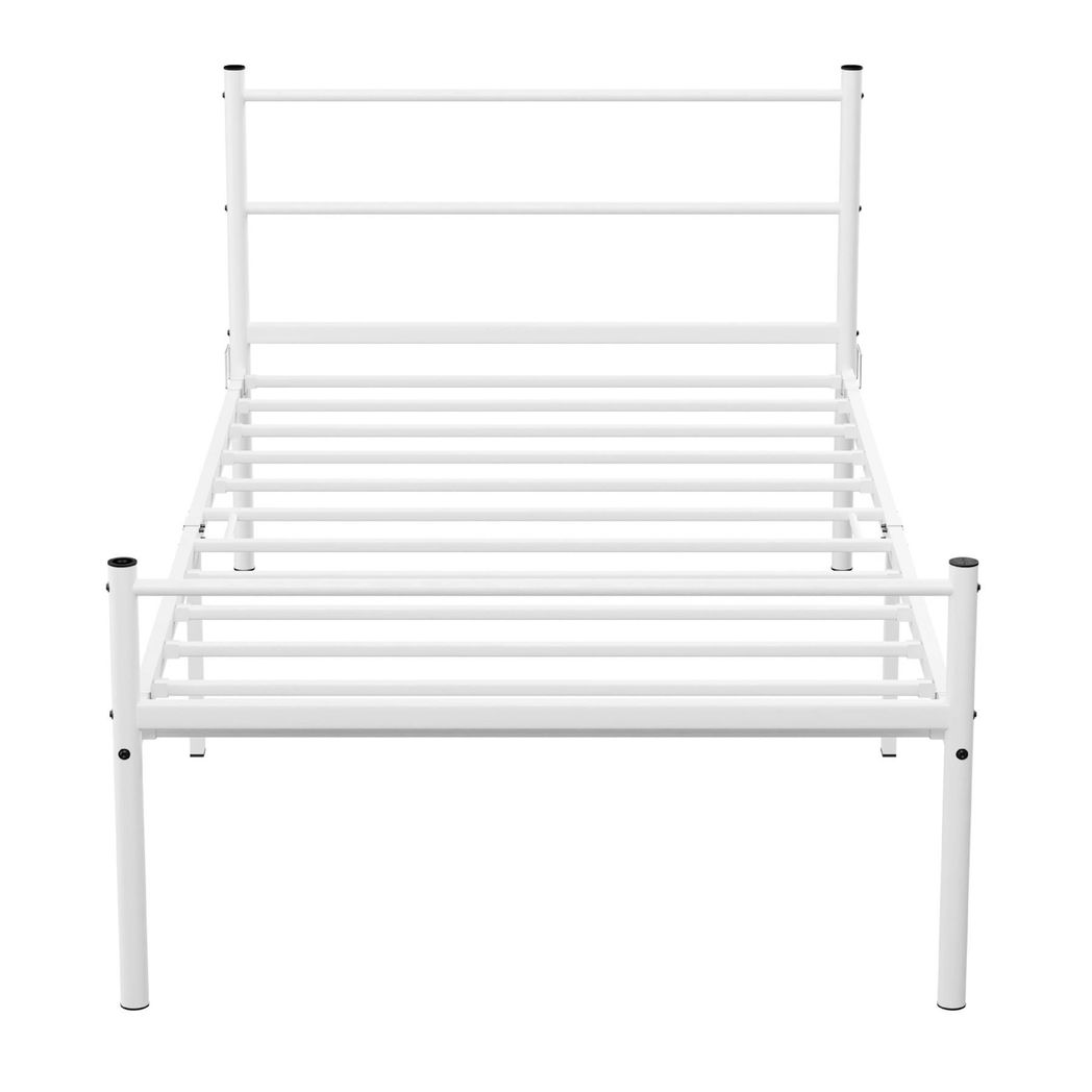 Extra Strong Single Metal Bed Frame In White - Improved