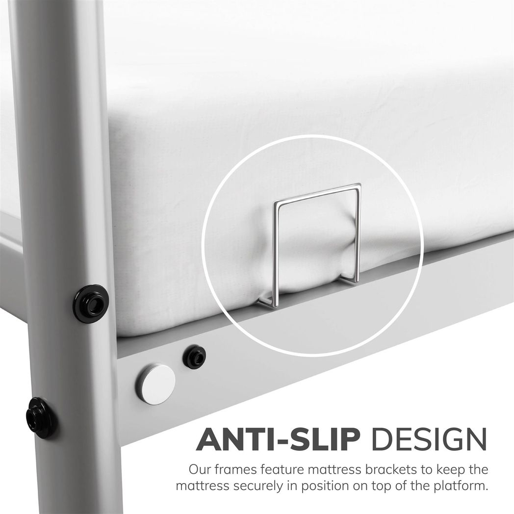 Extra Strong Single Metal Bed Frame In Silver