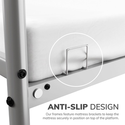 Extra Strong Single Metal Bed Frame In Silver