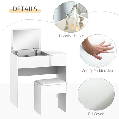 Dressing Table With Padded Stool-White