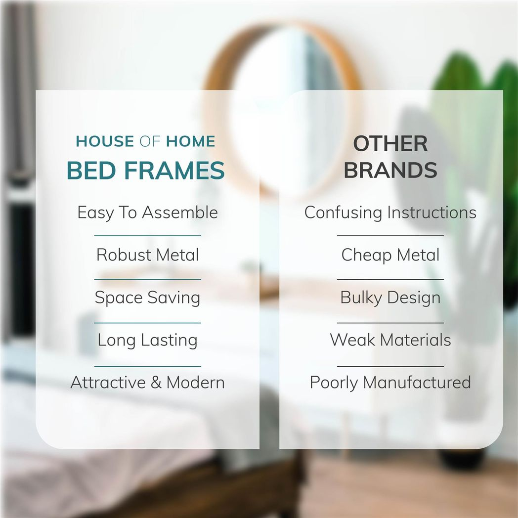 Extra Strong Double Metal Bed Frame with Rounded Head and Foot Board In Black - Improved