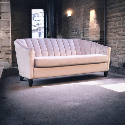189CM 3 SEATER PINK VELVET SOFA