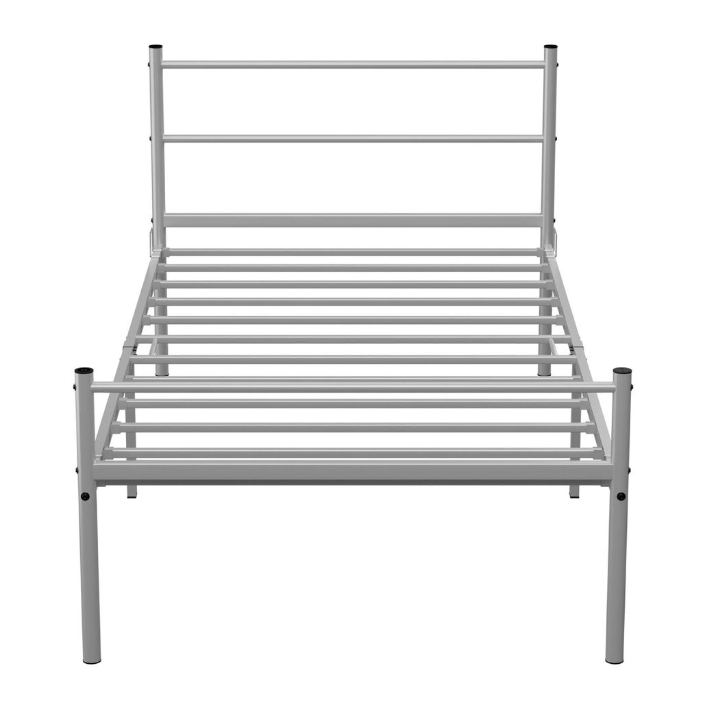 Extra Strong Single Metal Bed Frame In Silver
