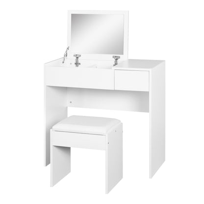 Dressing Table With Padded Stool-White