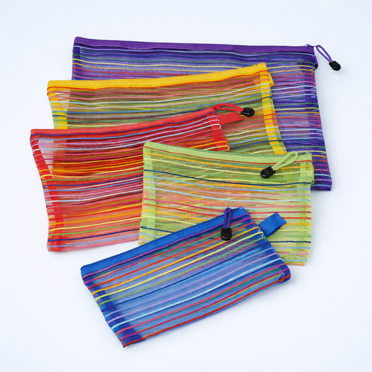 Mesh Zip Up Travel Bags - Set of 5