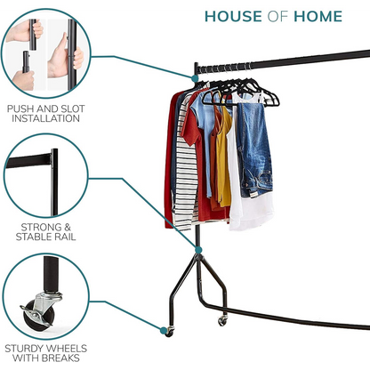 Extra Heavy Duty 6ft Long x 5ft Tall Clothes Rail In Black