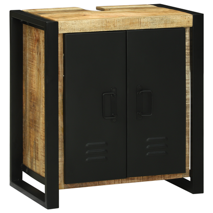 Bathroom Furniture Set with Shelf 3 pcs Brown Solid Mango Wood