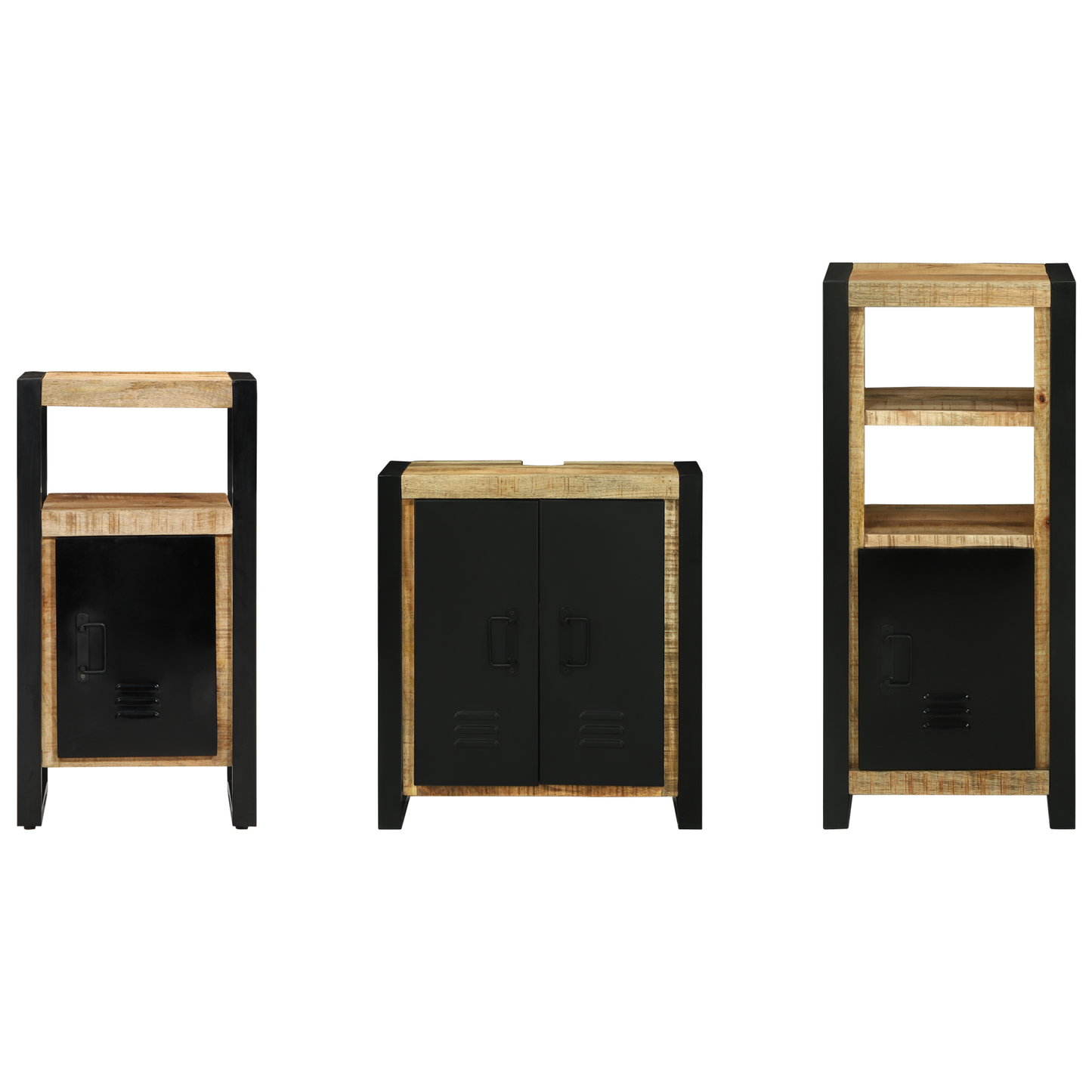 Bathroom Furniture Set with Shelf 3 pcs Brown Solid Mango Wood