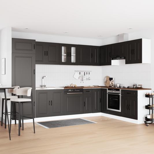 Kitchen Cabinet with Door Kalmar 2 pcs Black 80 x 46 x 81.5 cm