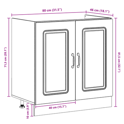 Kitchen Cabinet with Door Kalmar 2 pcs Grey 80 x 46 x 81.5 cm