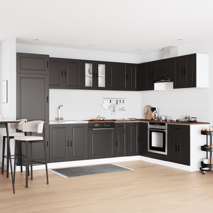 Sink Base Cabinet with Door Porto 2 pcs Black 80 x 46 x 84.5 cm