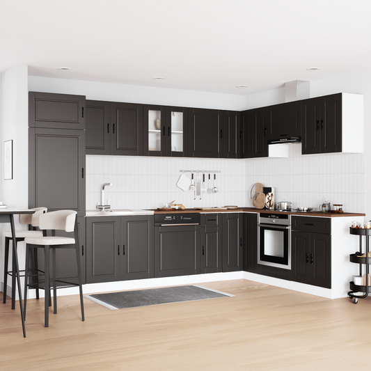 Sink Base Cabinet with Door Porto 2 pcs Black 80 x 46 x 84.5 cm