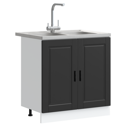 Sink Base Cabinet with Door Porto 2 pcs Black 80 x 46 x 84.5 cm