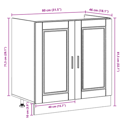 Sink Base Cabinet with Door Porto 2 pcs Brown 80 x 46 x 84.5 cm