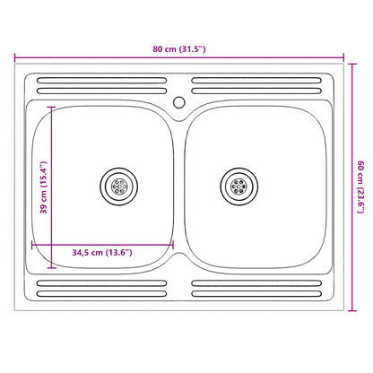 Sink Base Cabinet with Door Porto 2 pcs Brown 80 x 46 x 84.5 cm