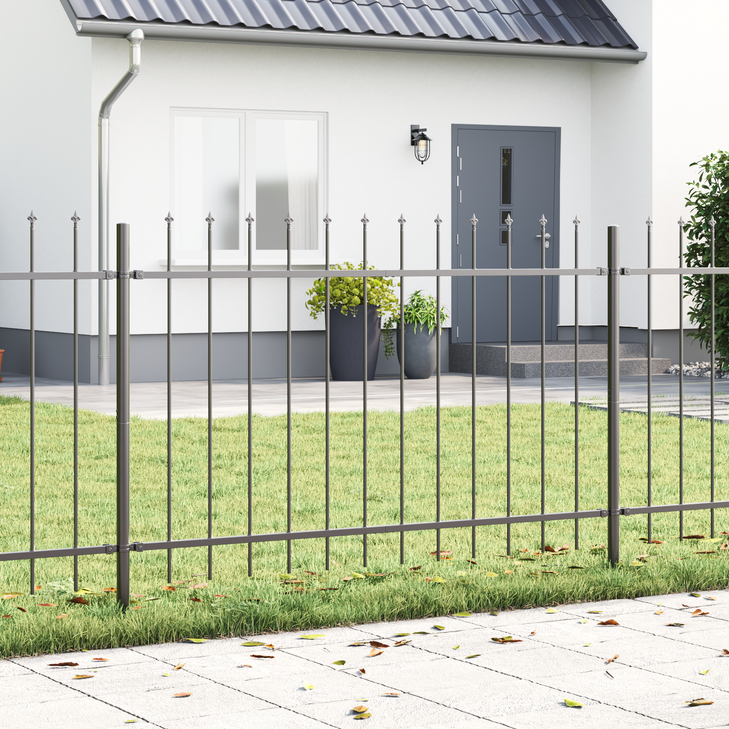 Garden Fence Grey 6.8 x 1.2 m Powder-coated steel