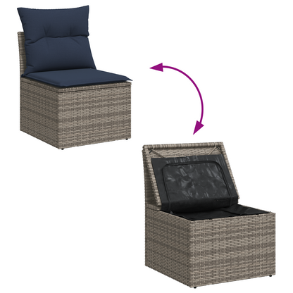 Garden Sofa with Cushion 3 pcs Grey 55 x 62 x 69 cm Poly rattan