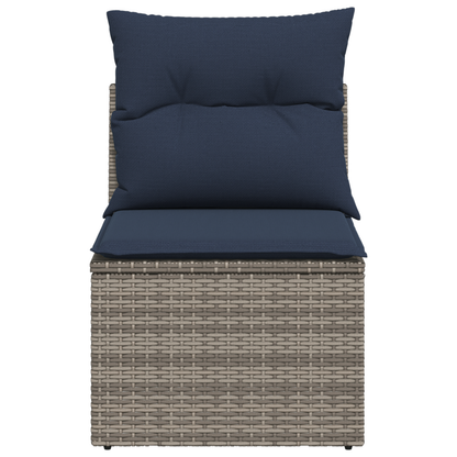 Garden Sofa with Cushion 3 pcs Grey 55 x 62 x 69 cm Poly rattan