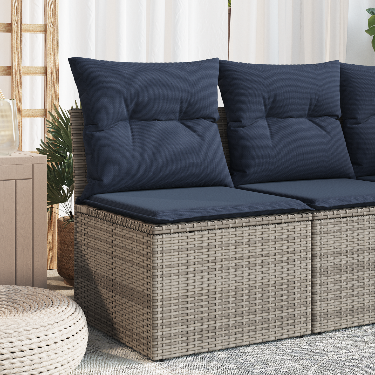 Garden Sofa with Cushion 3 pcs Grey 55 x 62 x 69 cm Poly rattan