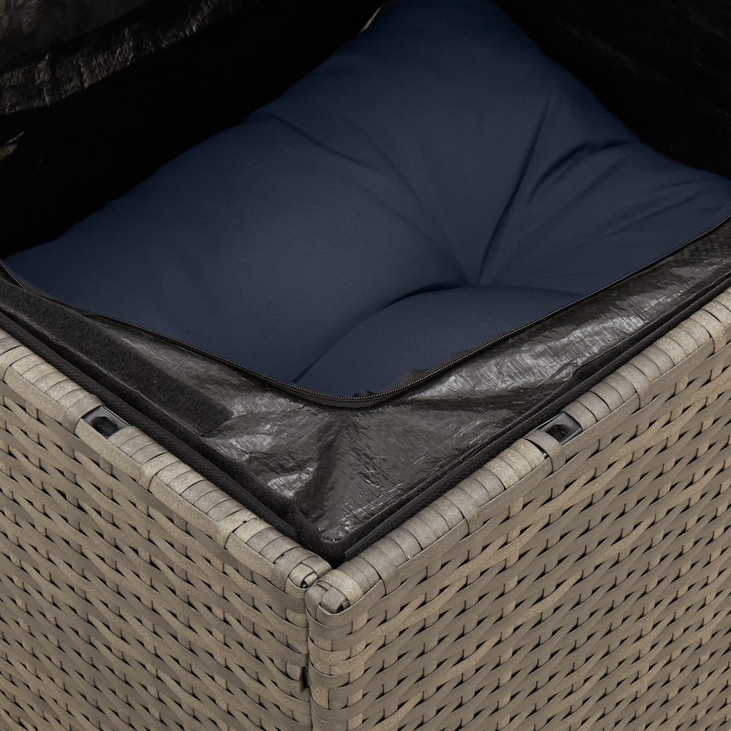 Garden Sofa 4 pcs Grey and navy 62 x 62 x 69 cm Poly rattan
