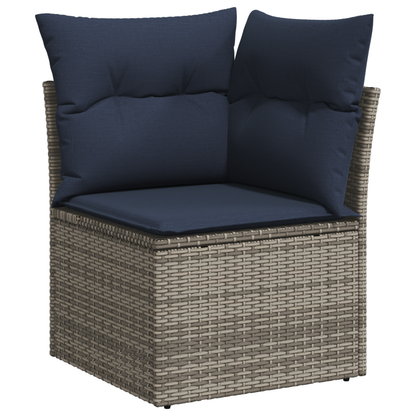 Garden Sofa 4 pcs Grey and navy 62 x 62 x 69 cm Poly rattan