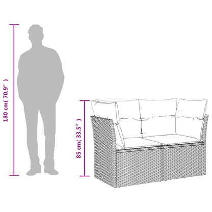Garden Sofa 8 pcs Grey and navy 124 x 62 x 69 cm Poly rattan