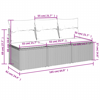 Garden Sofa 7 pcs Grey and beige 165 x 62 x 69 cm Poly rattan