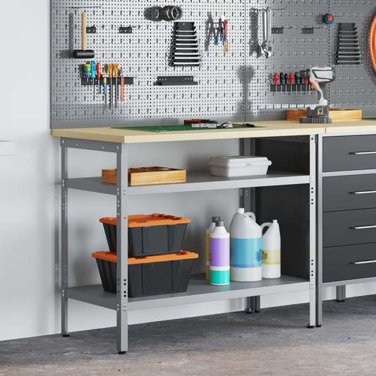 Work Table Grey 100 x 55 x 85 cm Steel and Engineered Wood
