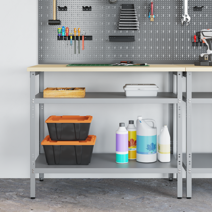 Work Table Grey 100 x 55 x 85 cm Steel and Engineered Wood