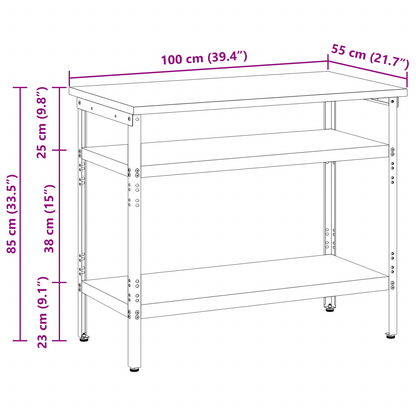 Work Table Grey 100 x 55 x 85 cm Steel and Engineered Wood