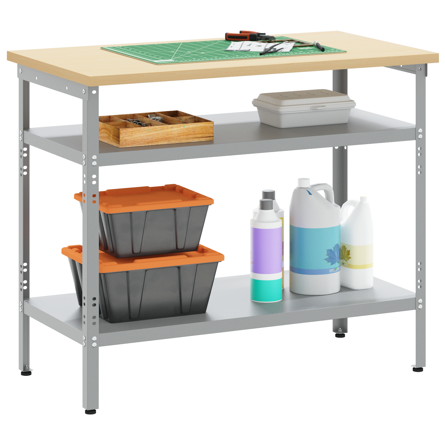 Work Table Grey 100 x 55 x 85 cm Steel and Engineered Wood