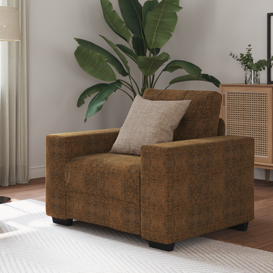 Sofa Chair with Cushion Brown [Faux leather and Wood]