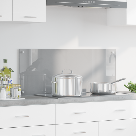 Kitchen Backsplash Light grey 100 x 40 x 0.6 cm Tempered Glass