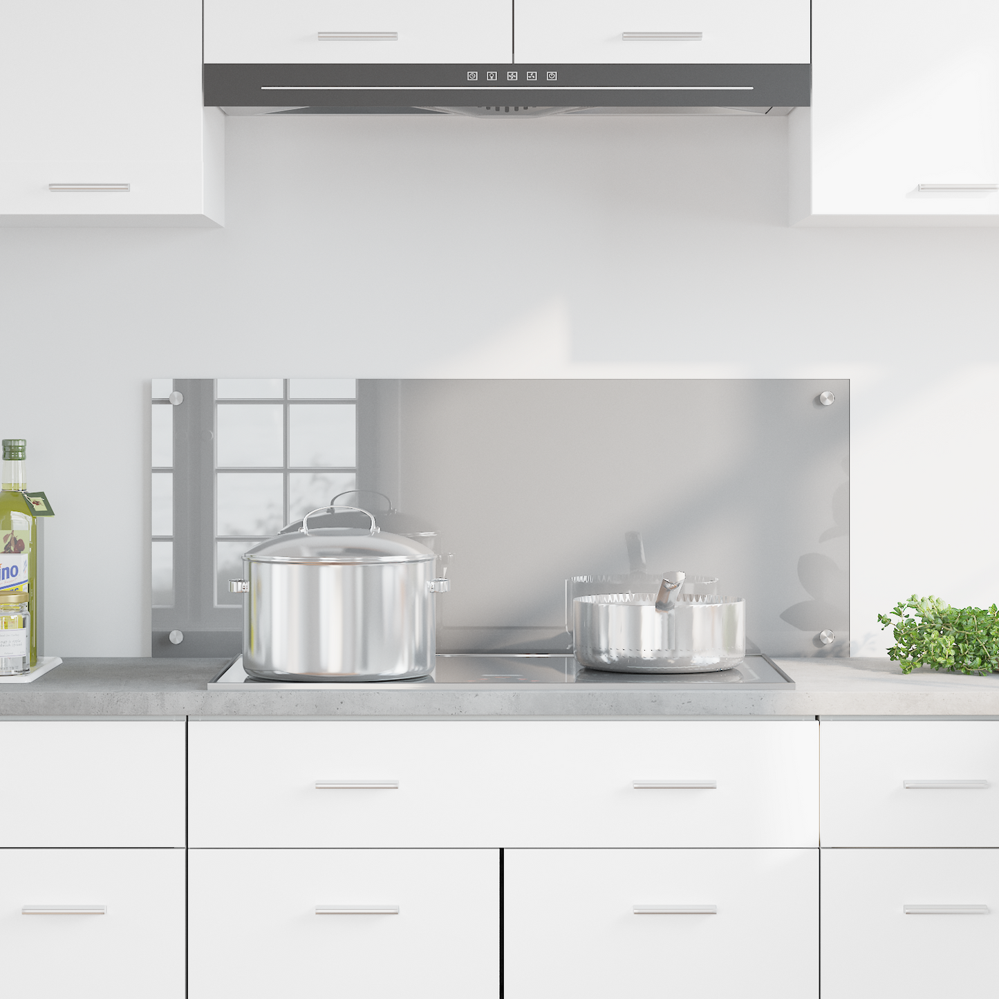 Kitchen Backsplash Light grey 100 x 40 x 0.6 cm Tempered Glass