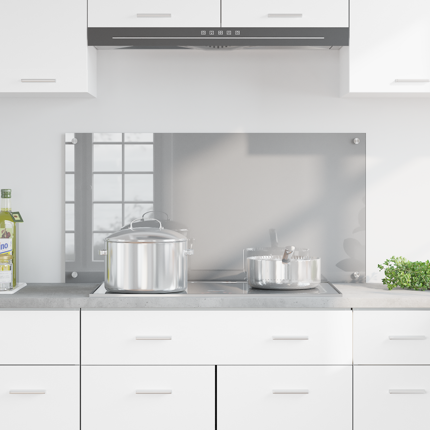 Kitchen Backsplash Light grey 100 x 50 x 0.6 cm Tempered Glass