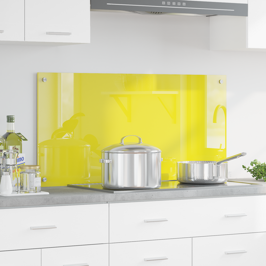 Kitchen Backsplash Yellow 100 x 50 x 0.6 cm Tempered Glass