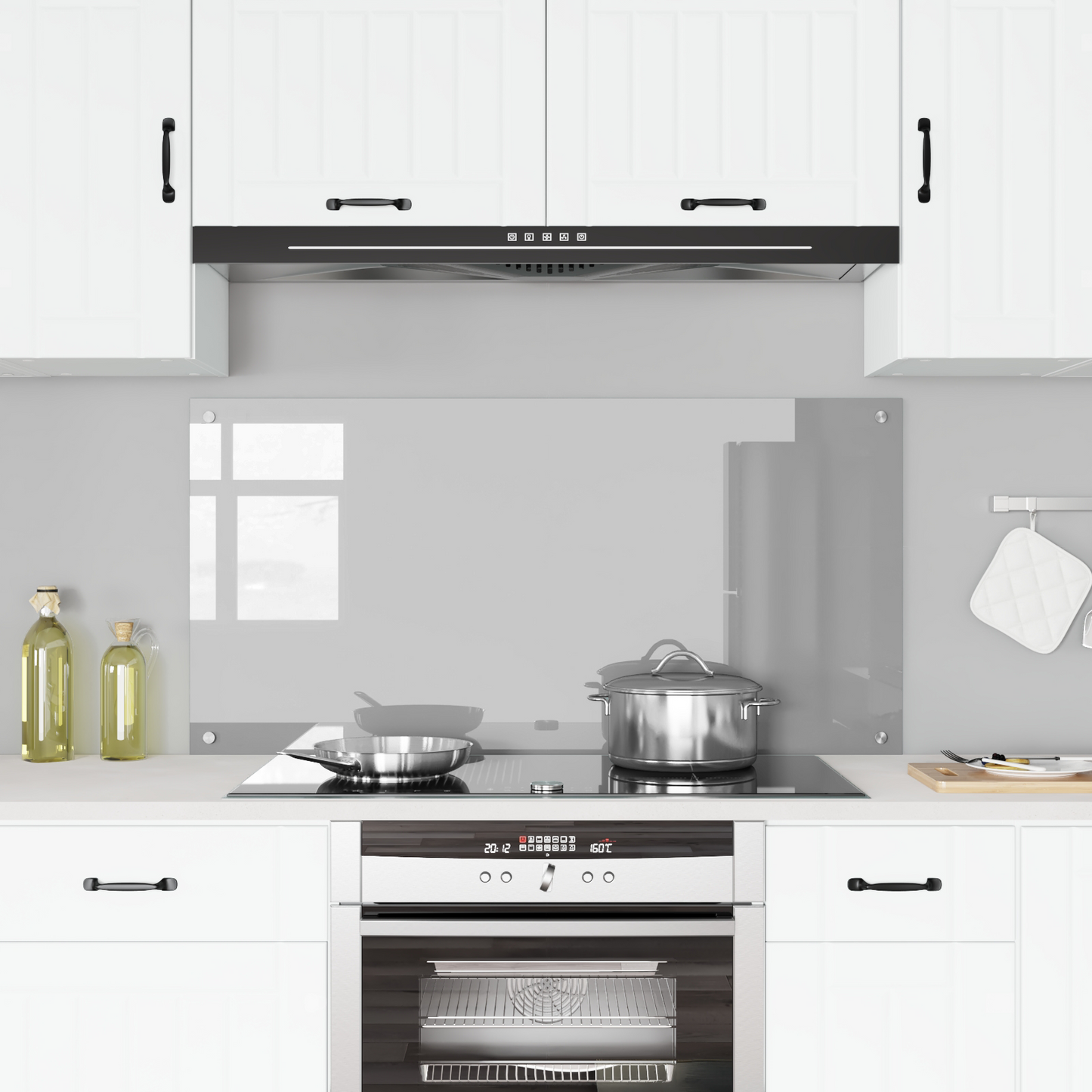 Kitchen Backsplash Light grey 120 x 60 x 0.6 cm Tempered Glass
