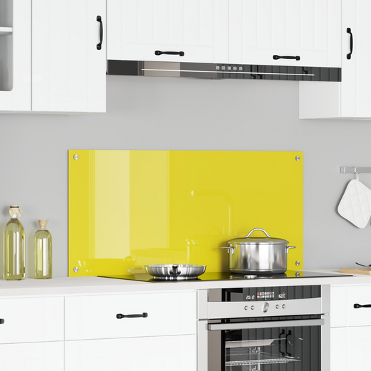 Kitchen Backsplash Yellow 110 x 50 x 0.6 cm Tempered Glass