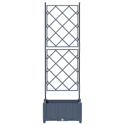 Garden Planter with Trellis Grey 40 x 40 x 125.5 cm PP